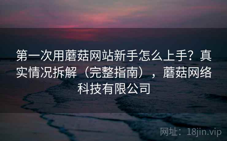 第一次用蘑菇网站新手怎么上手？真实情况拆解（完整指南），蘑菇网络科技有限公司